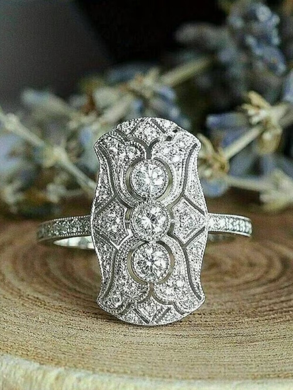 White Rhodium White Sapphire Ring